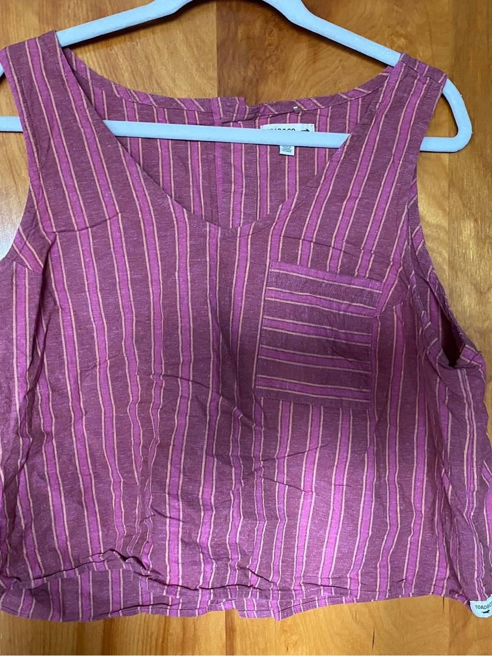 Toad&Co Pink and Cream Striped Sleeveless Crop Top